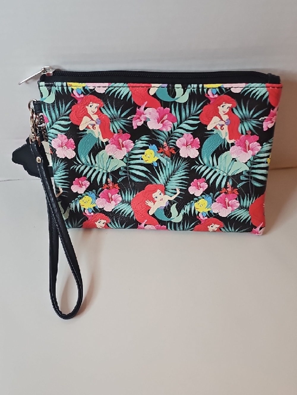 Disney The Little Mermaid Floral Wristlet - Black, Pink & Teal - Picture 4 of 7